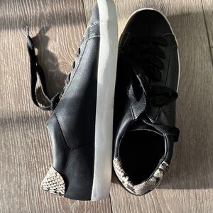 Black Sneakers with Snake Print Detail